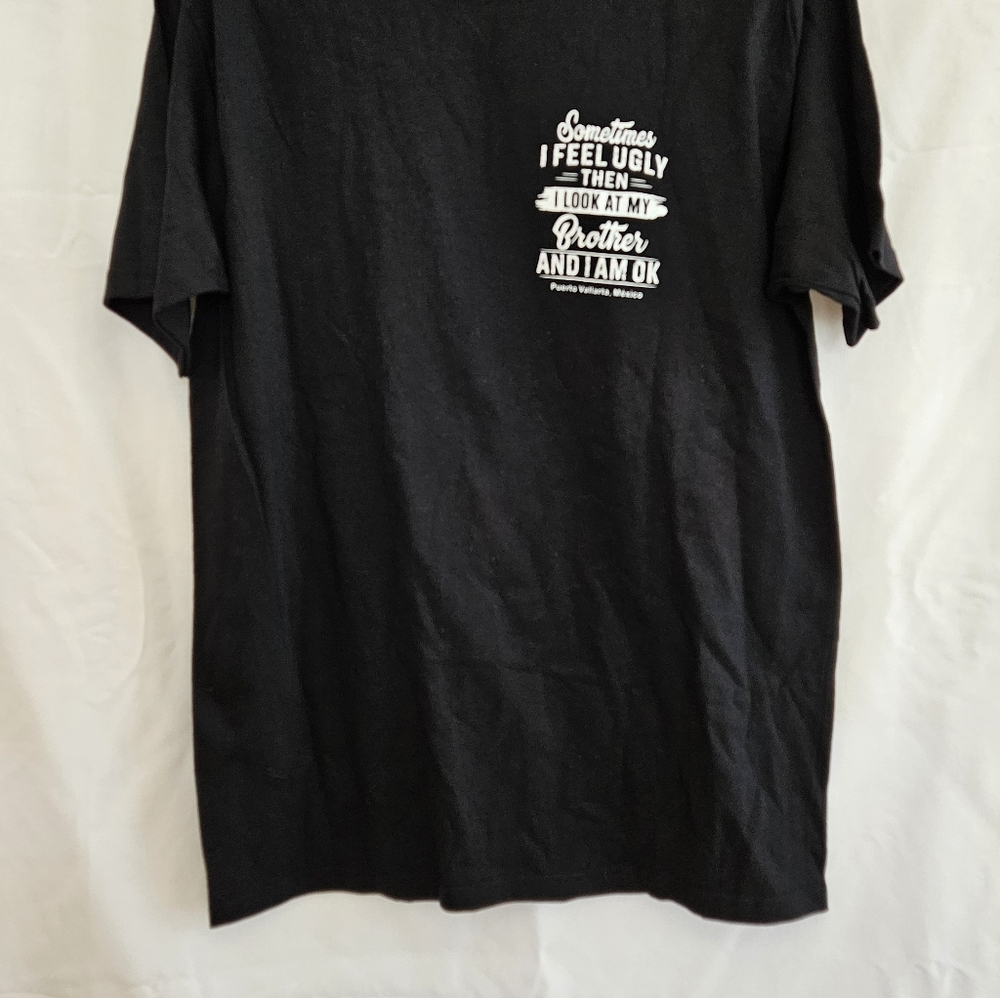 Black Graphic Crewneck T-Shirt - Brother Quote